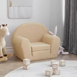 vidaXL sofaseng til børn blødt plys cremefarvet