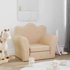 vidaXL sofaseng til børn blødt plys cremefarvet