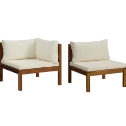 vidaXL sofasæt 2 dele med cremehvide hynder massivt akacietræ