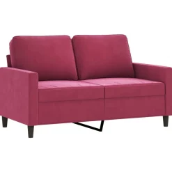 vidaXL sofasæt 2 dele med hynder velour vinrød