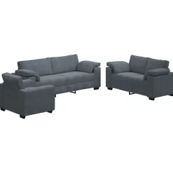 vidaXL sofasæt 3 dele med hynder velour mørkegrå