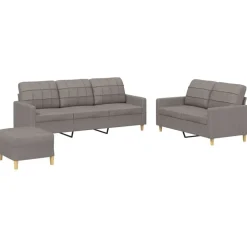 vidaXL sofasæt 3 dele med hynder stof gråbrun
