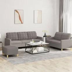 vidaXL sofasæt 3 dele med hynder stof gråbrun