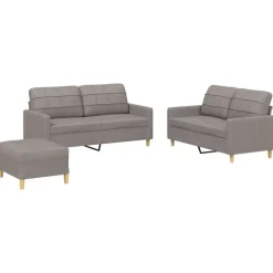 vidaXL sofasæt 3 dele med hynder stof gråbrun