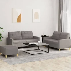 vidaXL sofasæt 3 dele med hynder stof gråbrun