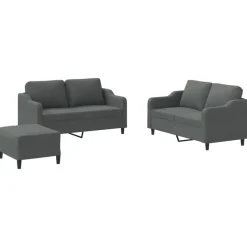 vidaXL sofasæt 3 dele med hynder stof mørkegrå