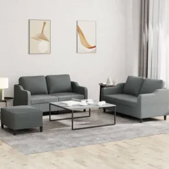 vidaXL sofasæt 3 dele med hynder stof mørkegrå