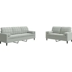 vidaXL sofasæt 2 dele med hynder og bolsterpuder velour lysegrå