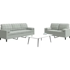 vidaXL sofasæt 2 dele med hynder og bolsterpuder velour lysegrå
