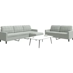 vidaXL sofasæt 3 dele med hynder velour lysegrå