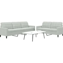 vidaXL sofasæt 2 dele med hynder velour lysegrå