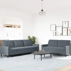 vidaXL sofasæt 2 dele med hynder velour mørkegrå