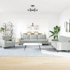 vidaXL sofasæt 4 dele med hynder velour lysegrå