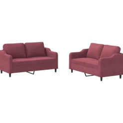 vidaXL sofasæt 2 dele med hynder stof vinrød