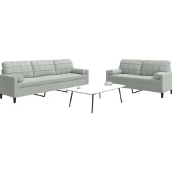 vidaXL sofasæt 2 dele med hynder og bolsterpuder velour lysegrå