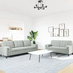vidaXL sofasæt 2 dele med hynder og bolsterpuder velour lysegrå