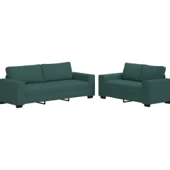 vidaXL sofasæt 2 dele med hynder stof mørkegrøn