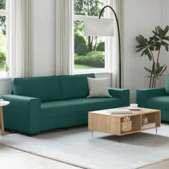 vidaXL sofasæt 2 dele med hynder stof mørkegrøn