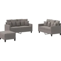 vidaXL sofasæt 3 dele med hynder stof gråbrun