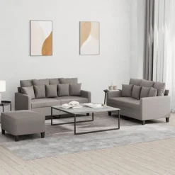 vidaXL sofasæt 3 dele med hynder stof gråbrun