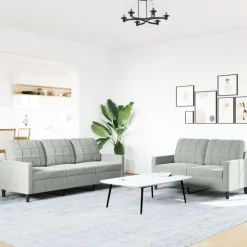 vidaXL sofasæt 2 dele med hynder velour lysegrå