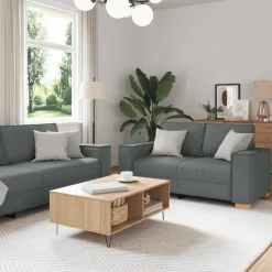 vidaXL sofasæt 2 dele med hynder stof mørkegrå