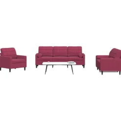 vidaXL sofasæt 2 dele med hynder og bolsterpuder velour vinrød