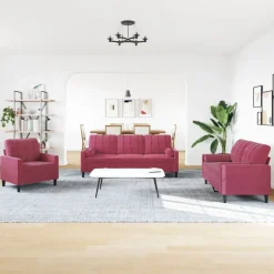 vidaXL sofasæt 2 dele med hynder og bolsterpuder velour vinrød