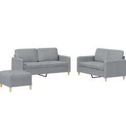 vidaXL sofasæt 3 dele med hynder stof lysegrå