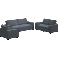 vidaXL sofasæt 3 dele med hynder velour mørkegrå