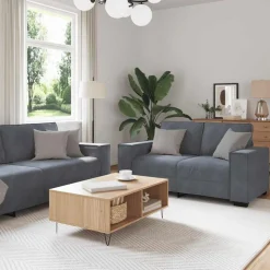 vidaXL sofasæt 3 dele med hynder velour mørkegrå