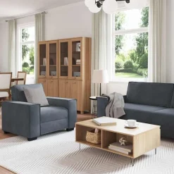 vidaXL sofasæt 3 dele med hynder velour mørkegrå