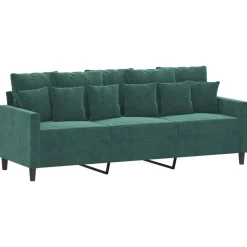 vidaXL sofasæt 4 dele med hynder velour mørkegrøn
