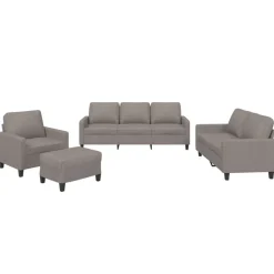 vidaXL sofasæt 4 dele med hynder stof gråbrun