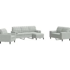 vidaXL sofasæt 4 dele med hynder og bolsterpuder velour lysegrå