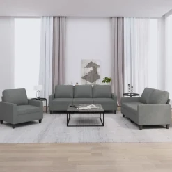 vidaXL sofasæt 3 dele med hynder stof mørkegrå