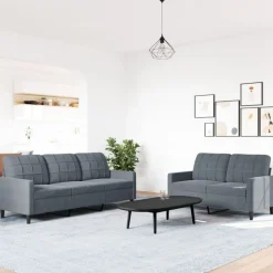 vidaXL sofasæt 2 dele med hynder velour mørkegrå