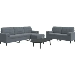 vidaXL sofasæt 3 dele med hynder og bolsterpuder velour mørkegrå