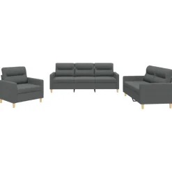 vidaXL sofasæt 3 dele med hynder stof mørkegrå