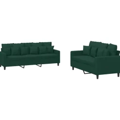 vidaXL sofasæt 2 dele med hynder velour mørkegrøn