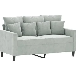 vidaXL sofasæt 2 dele med hynder velour lysegrå
