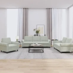 vidaXL sofasæt 3 dele med hynder velour lysegrå