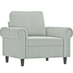 vidaXL sofasæt 3 dele med hynder velour lysegrå