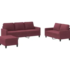 vidaXL sofasæt 2 dele med hynder stof vinrød