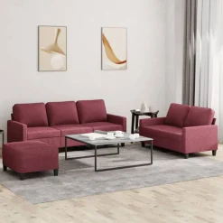 vidaXL sofasæt 2 dele med hynder stof vinrød