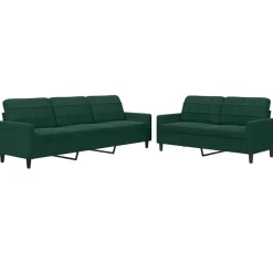 vidaXL sofasæt 2 dele med hynder velour mørkegrøn