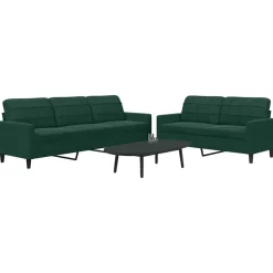 vidaXL sofasæt 2 dele med hynder velour mørkegrøn