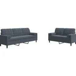 vidaXL sofasæt 2 dele med hynder og bolsterpuder velour mørkegrå