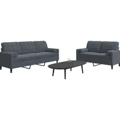 vidaXL sofasæt 2 dele med hynder og bolsterpuder velour mørkegrå