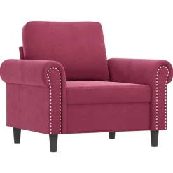 vidaXL sofasæt 2 dele med hynder velour vinrød